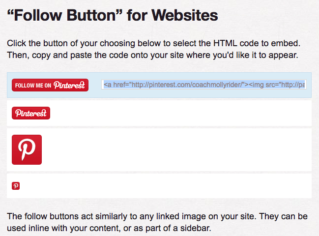 "pinterest follow button"