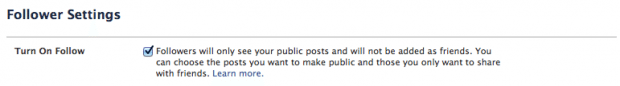 facebook following settings