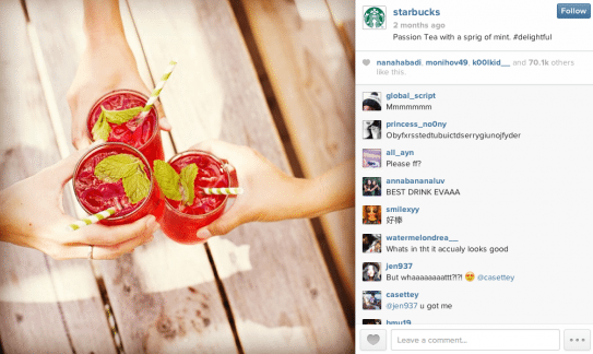 starbucks using instagram