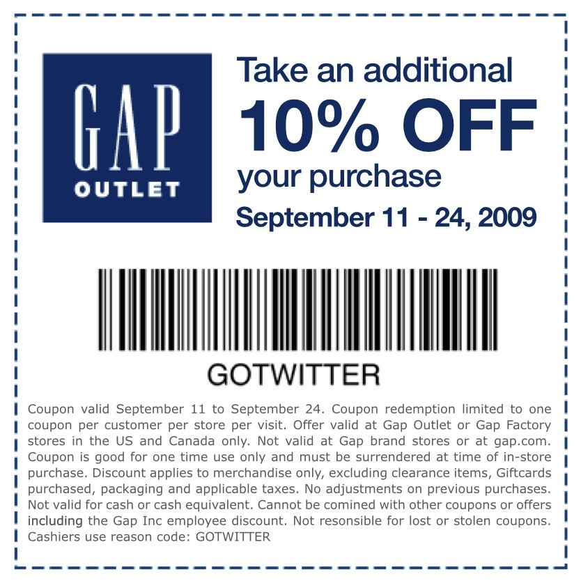 Gap outlet deals voucher code