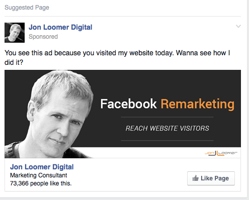 Jon Loomer Remarketing - Retargeting Example