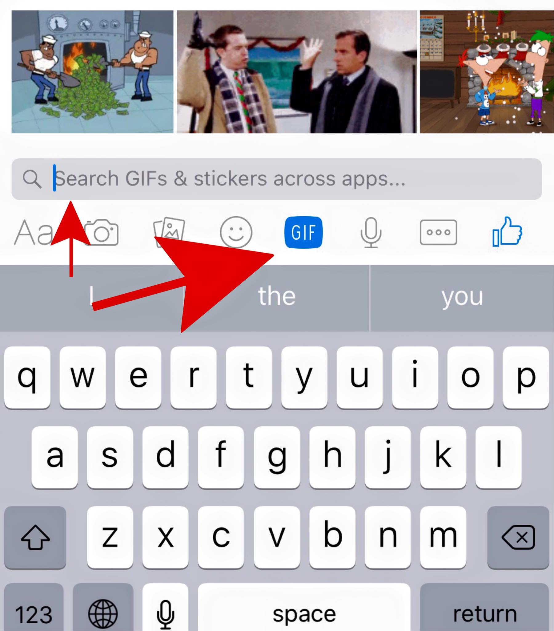 search gifs on facebook messenger