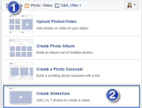 Facebook's slide show option turns photos into videos